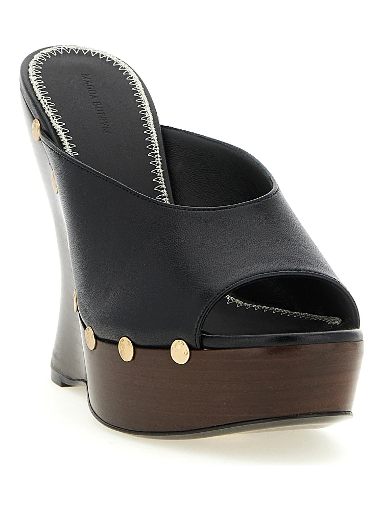 Black Calfskin Wedge Sandals alternative