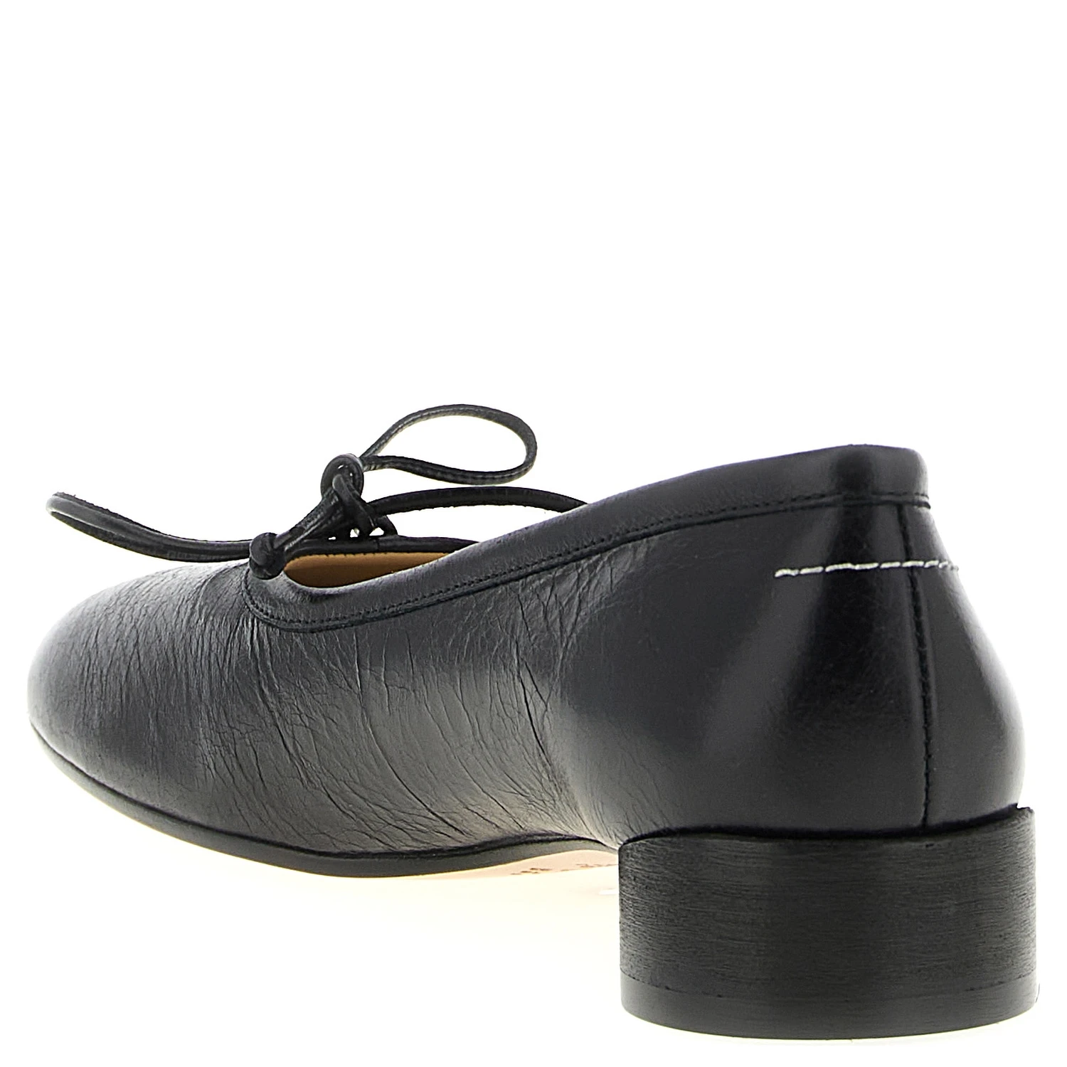 Black Calfskin Mid Heel Pumps