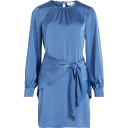 Blue Polyester Short Dress