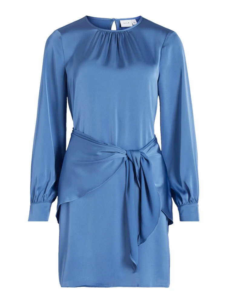 Blue Polyester Short Dress