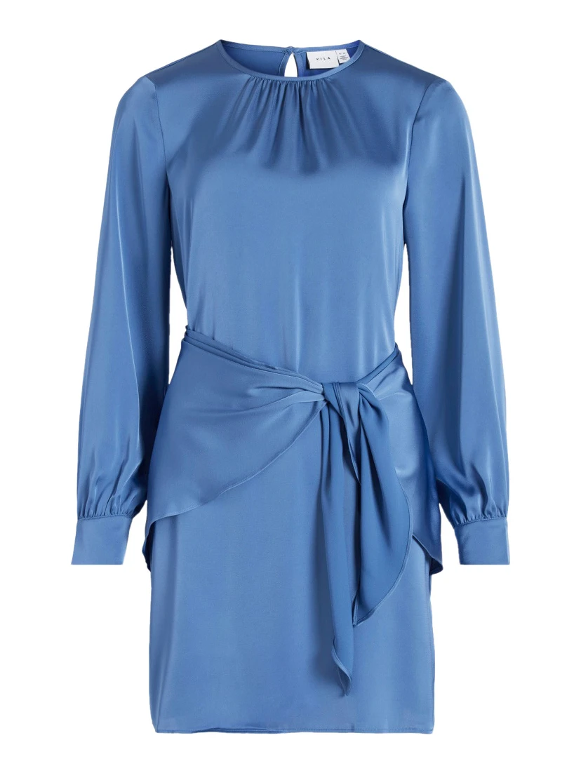 Blue Polyester Short Dress
