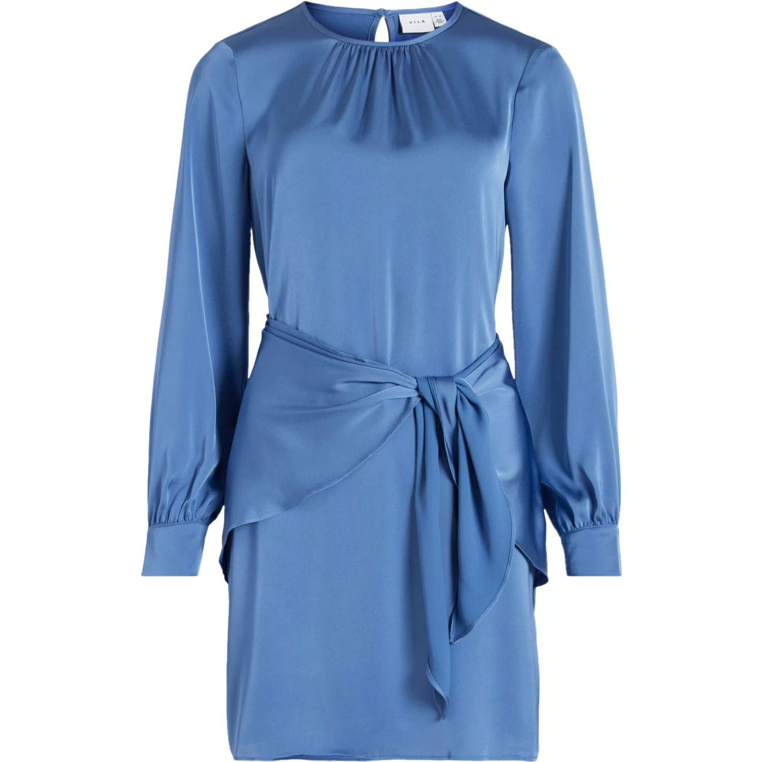 Blue Polyester Short Dress