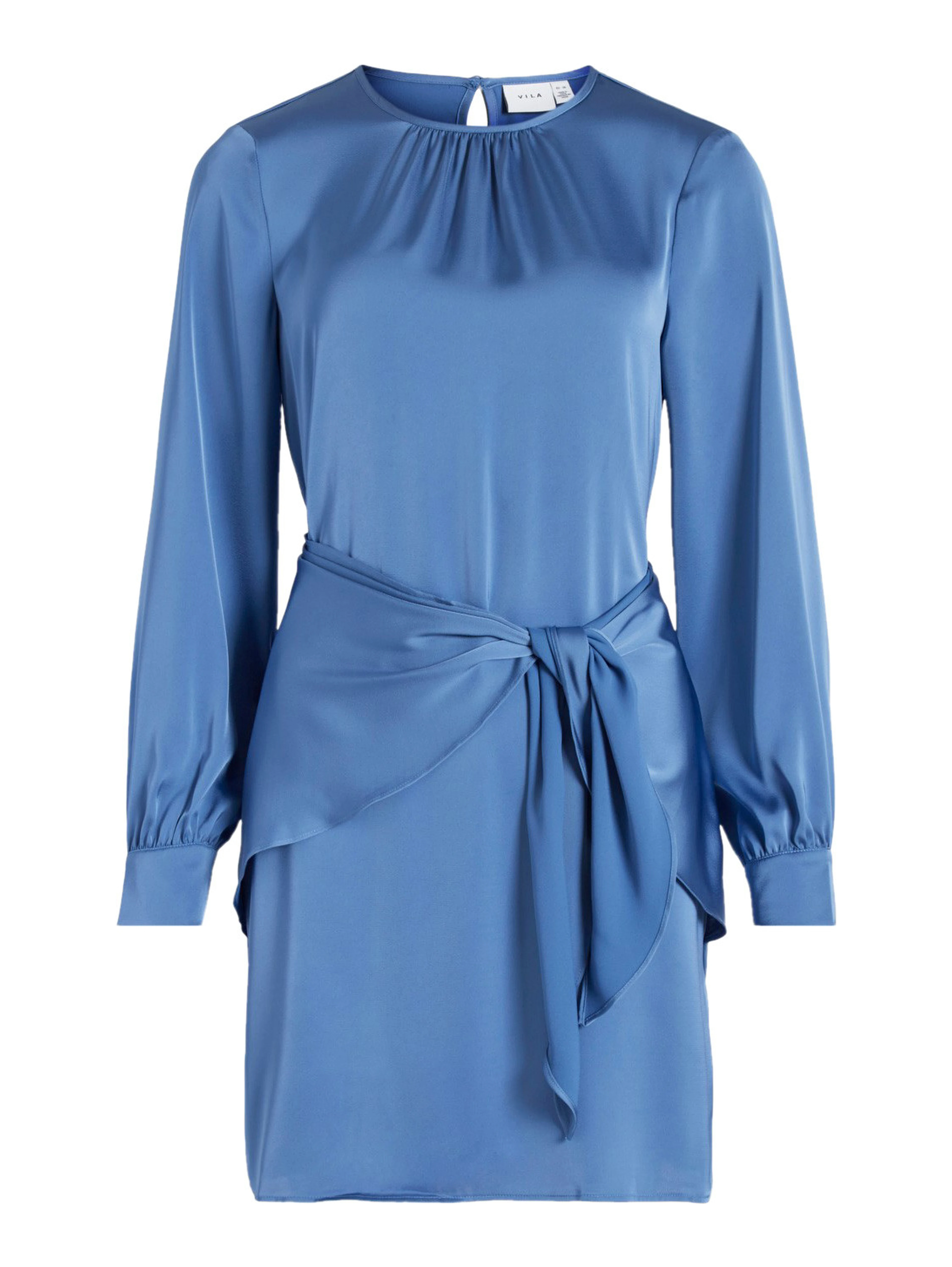 Blue Polyester Short Dress