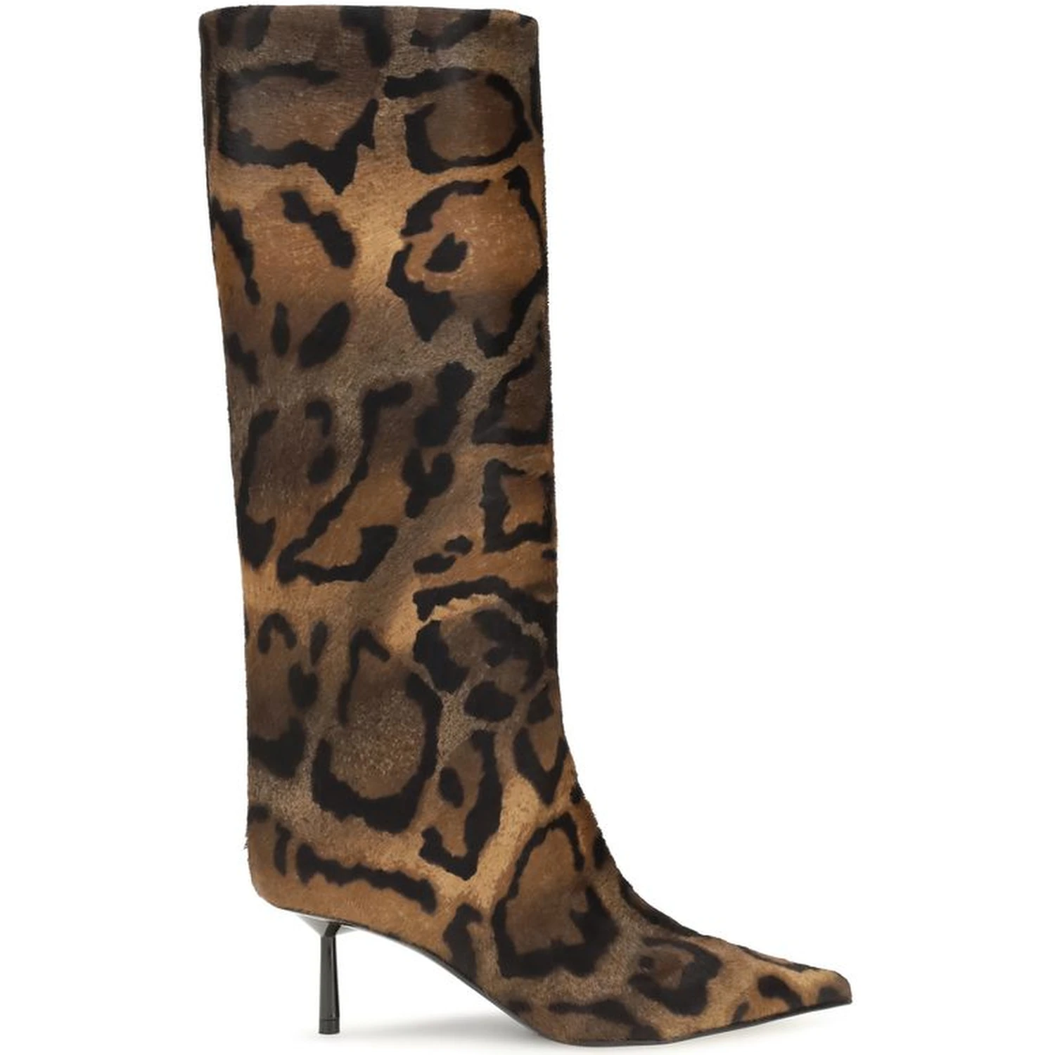 Brown Hair High Heel Boots