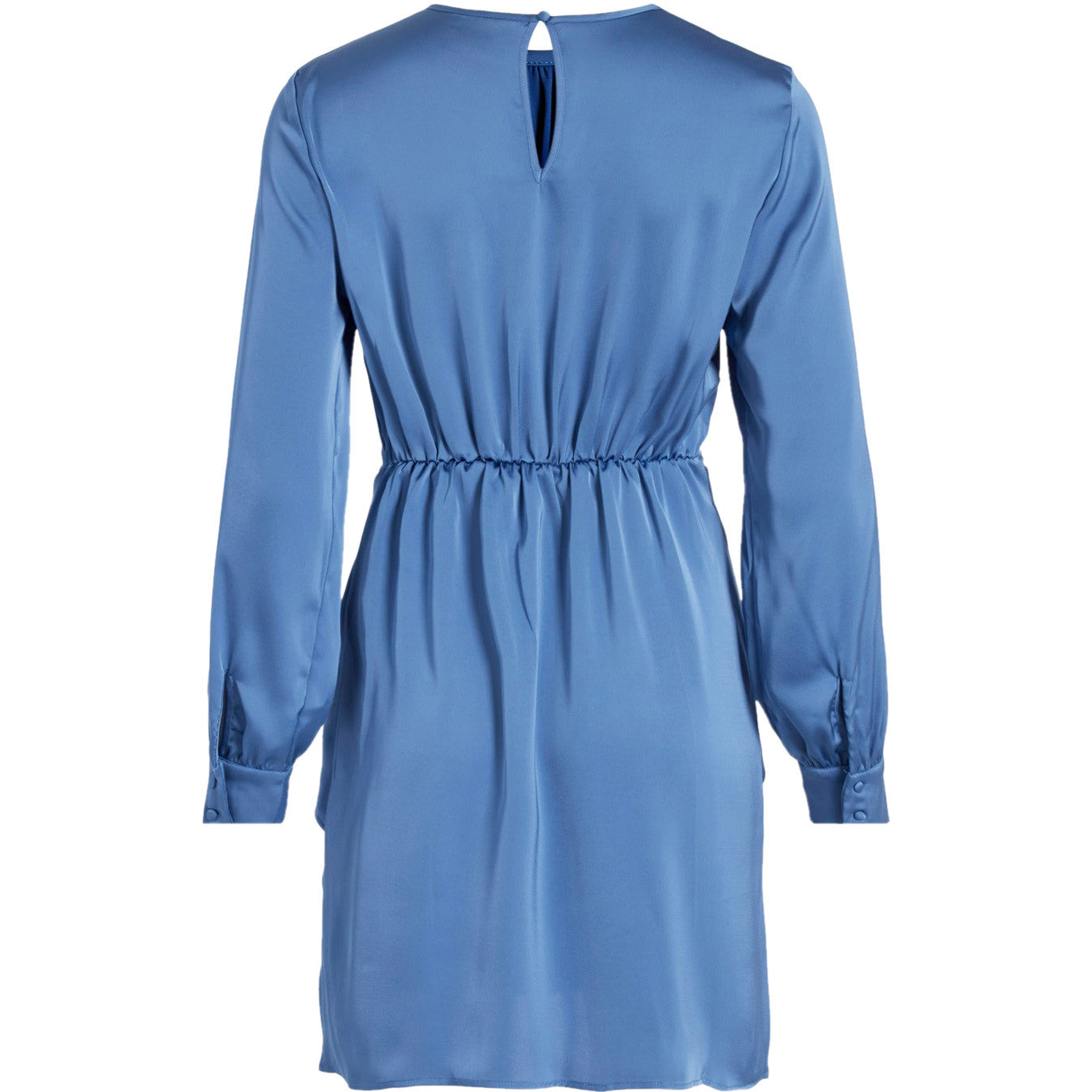 Blue Polyester Short Dress