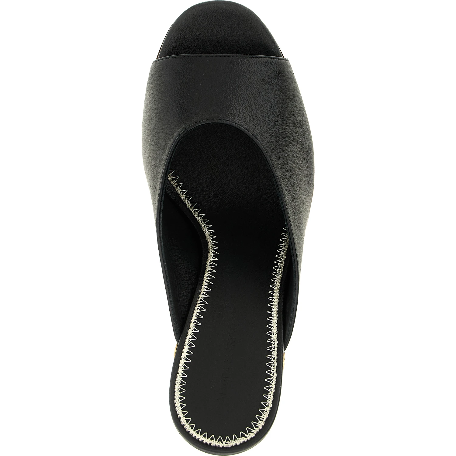 Black Calfskin Wedge Sandals
