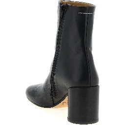Black Polyester Ankle Boots