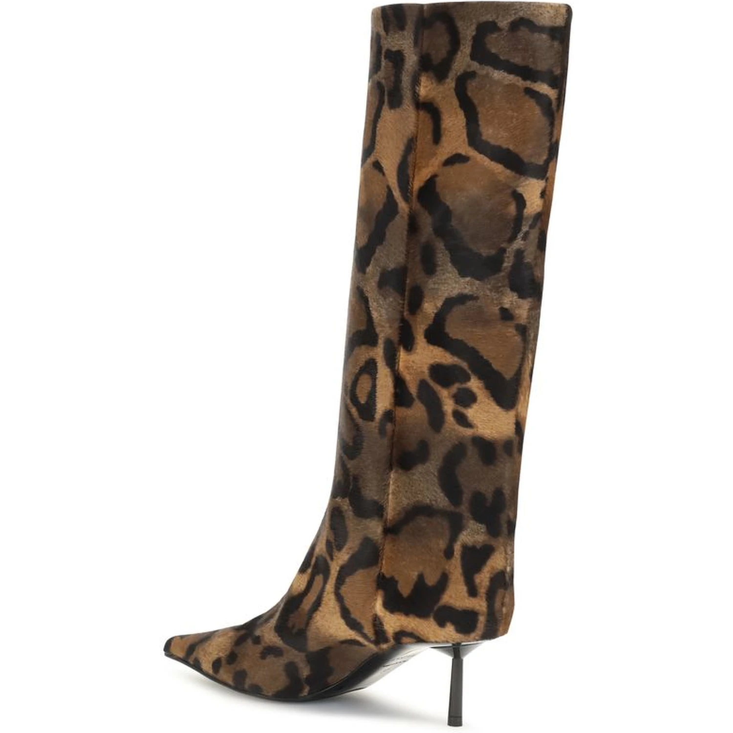 Brown Hair High Heel Boots