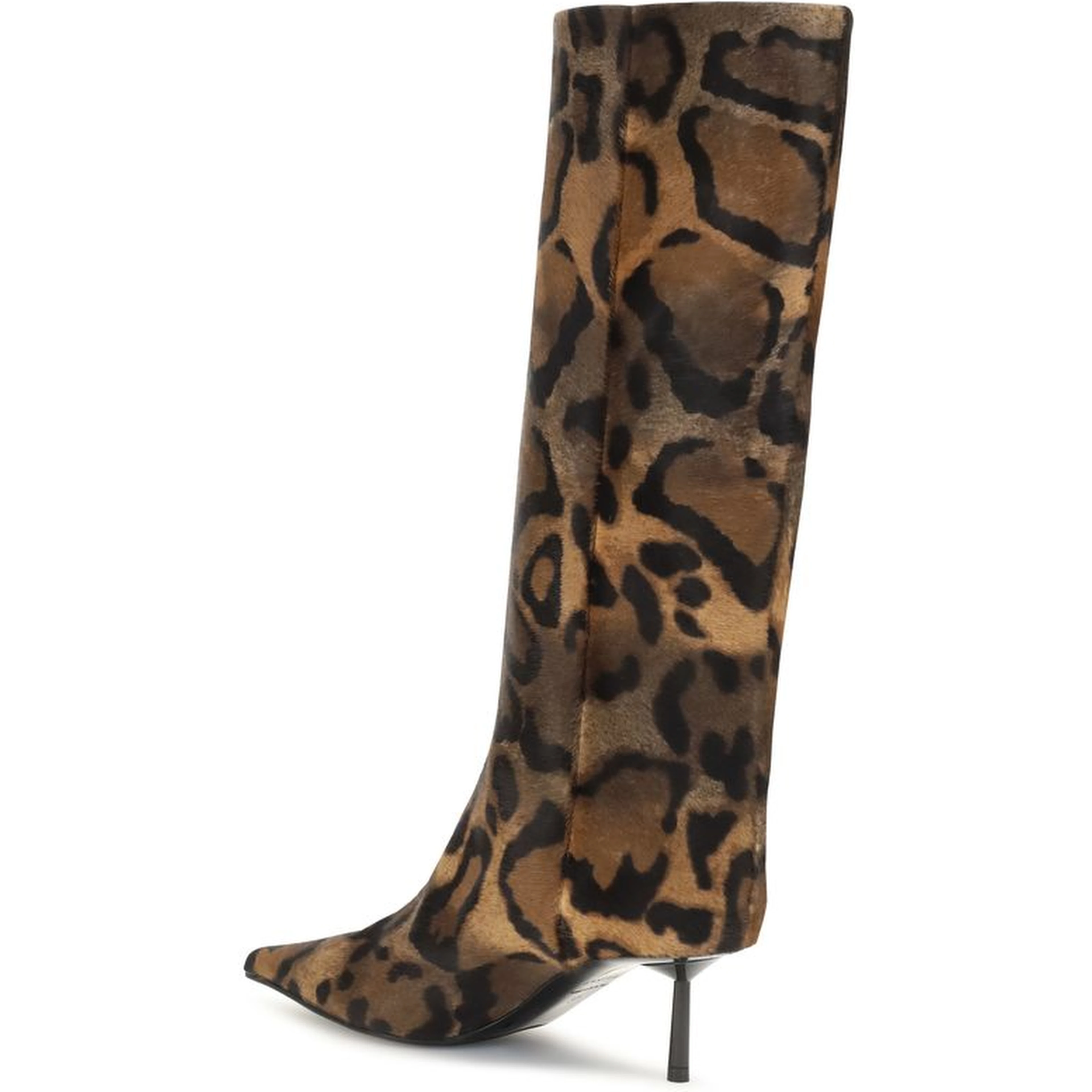 Brown Hair High Heel Boots