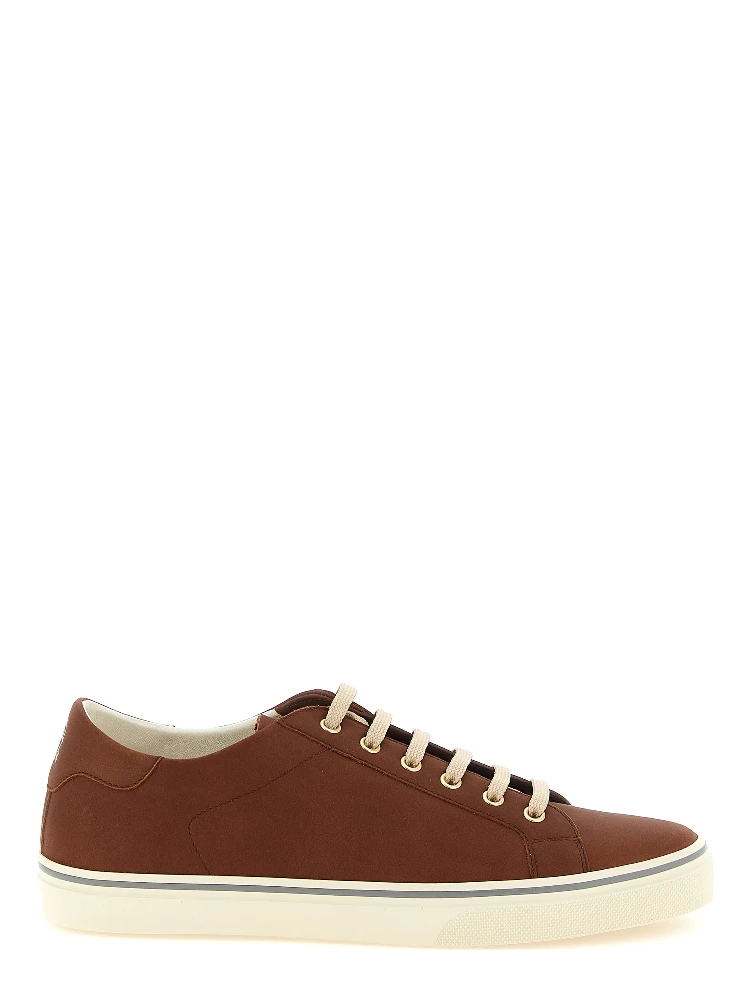 Brown Calfskin Low Top Sneakers