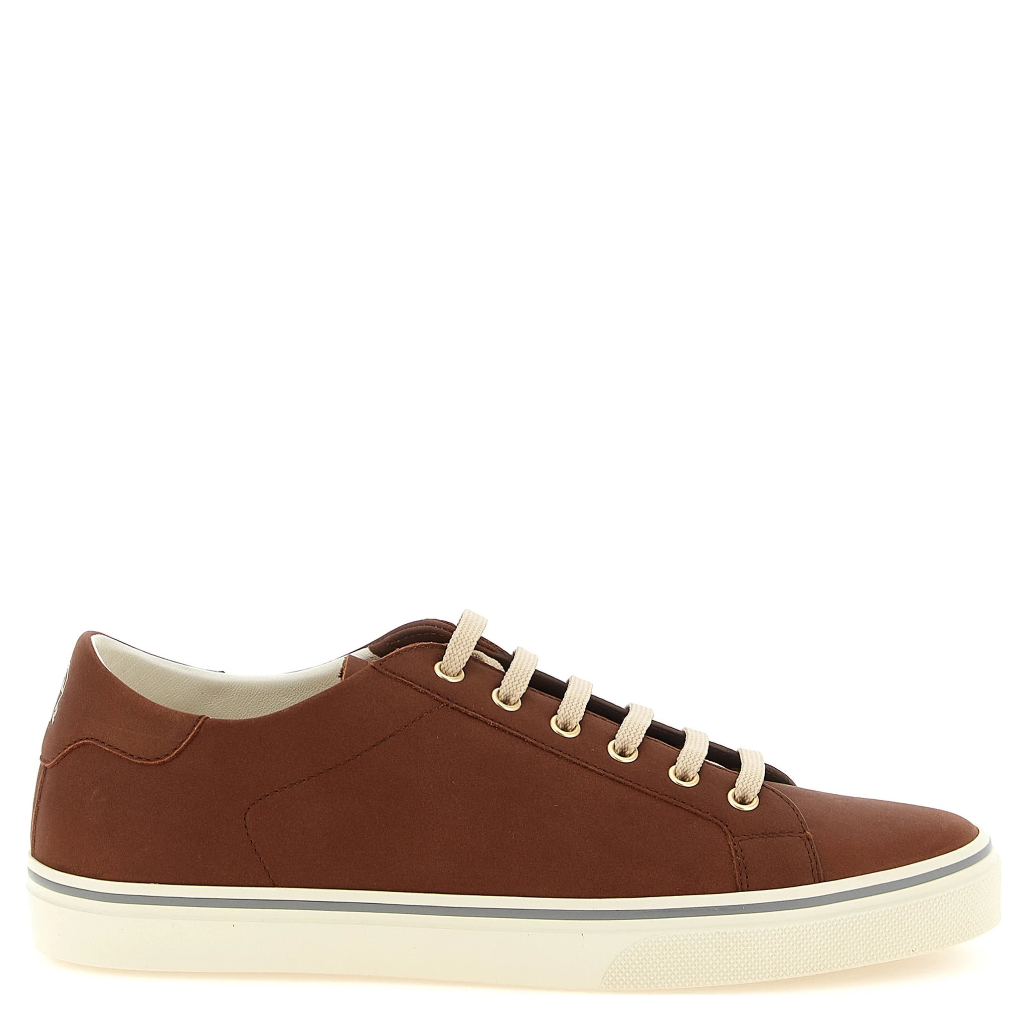Brown Calfskin Low Top Sneakers