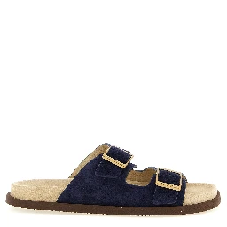 Blue Calfskin Slides