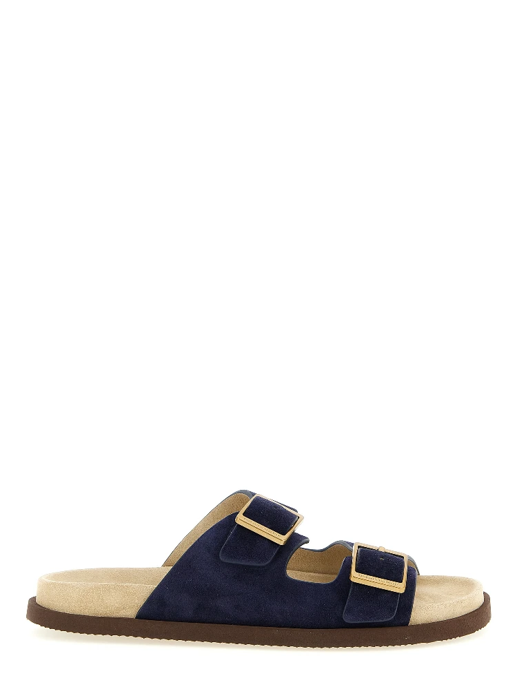 Blue Calfskin Slides