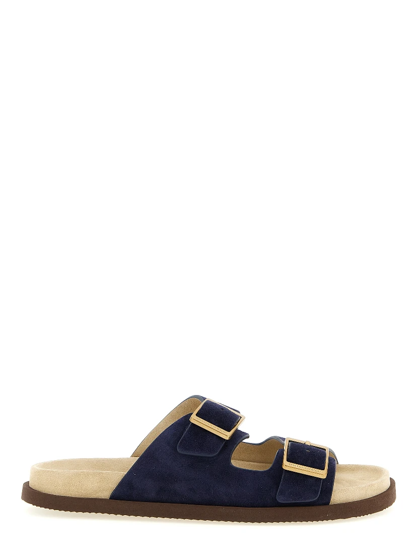 Blue Calfskin Slides
