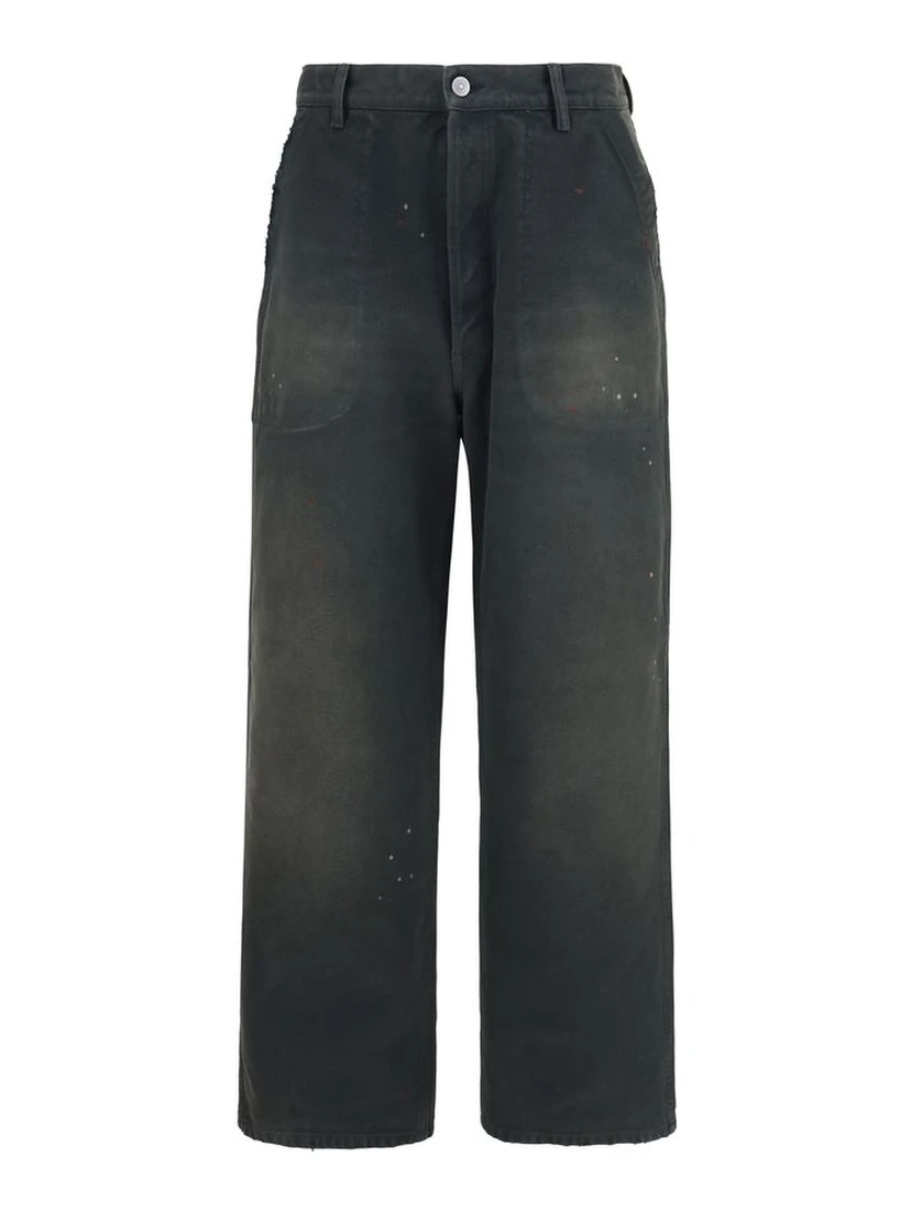 Gray Cotton Casual Pants