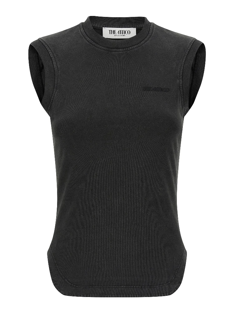Black Cotton Sleeveles T-Shirt