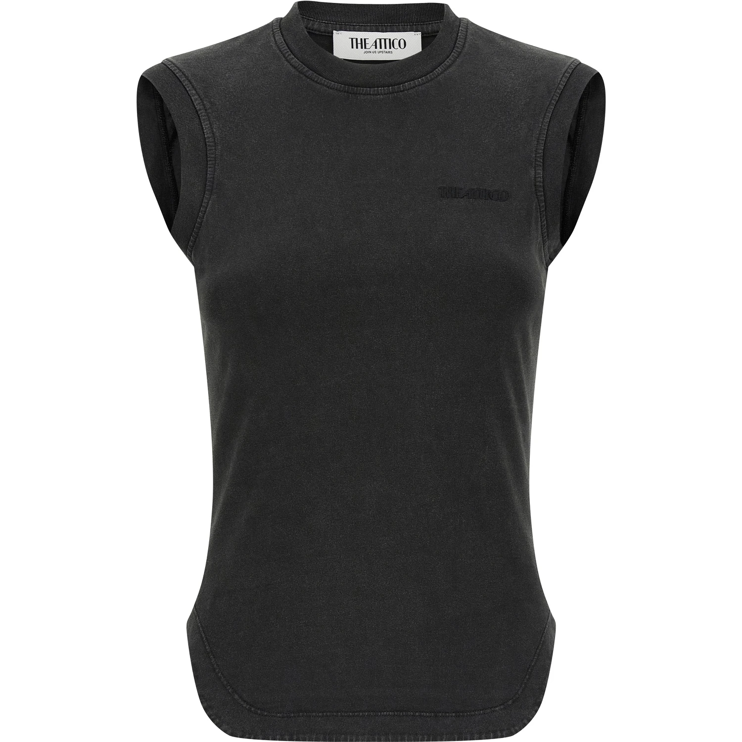 Black Cotton Sleeveles T-Shirt