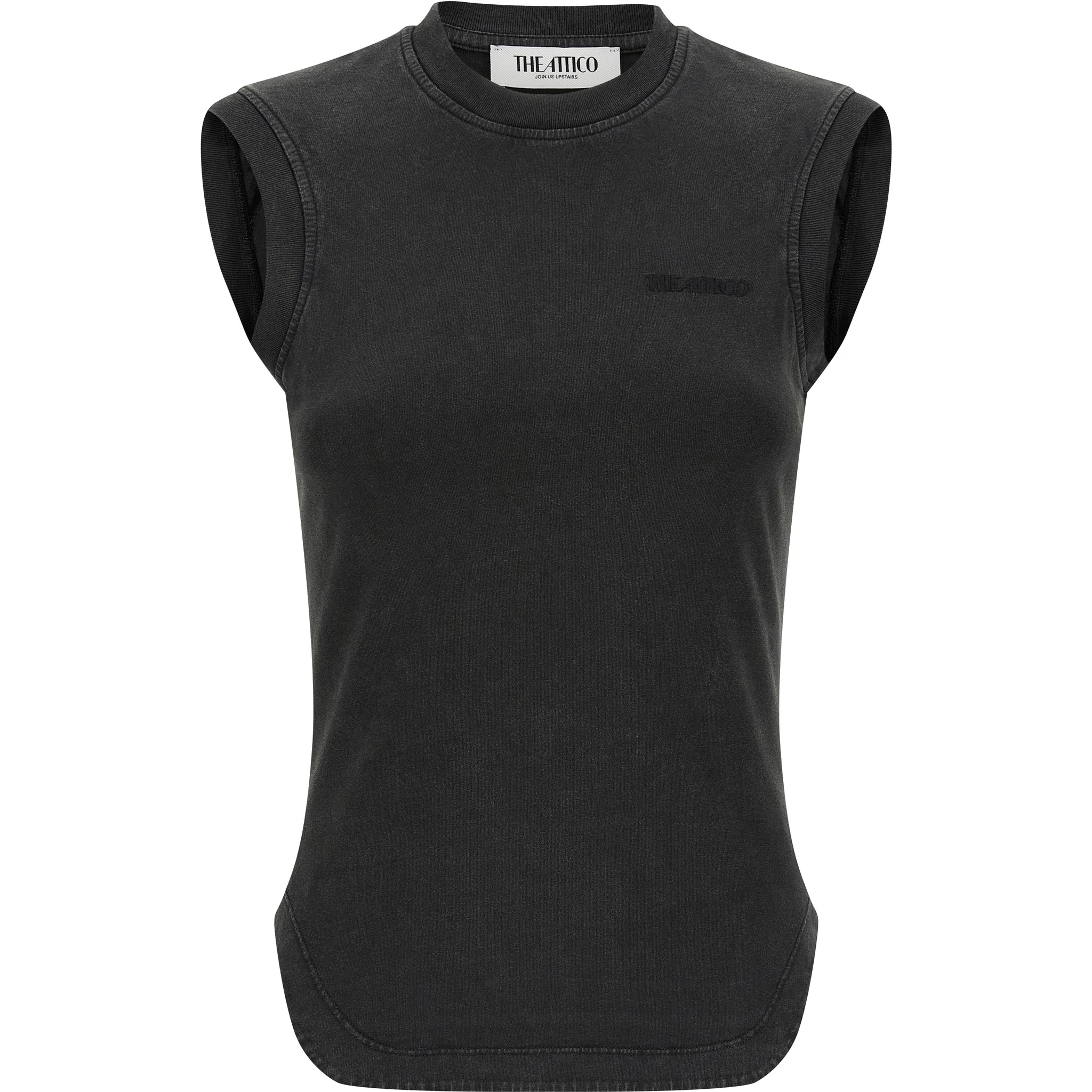 Black Cotton Sleeveles T-Shirt