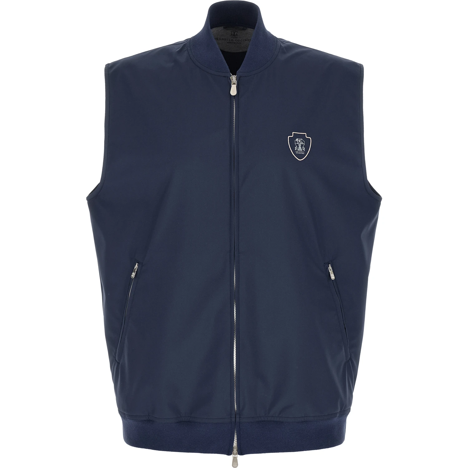 Blue Polyester Sleeveless Jacket