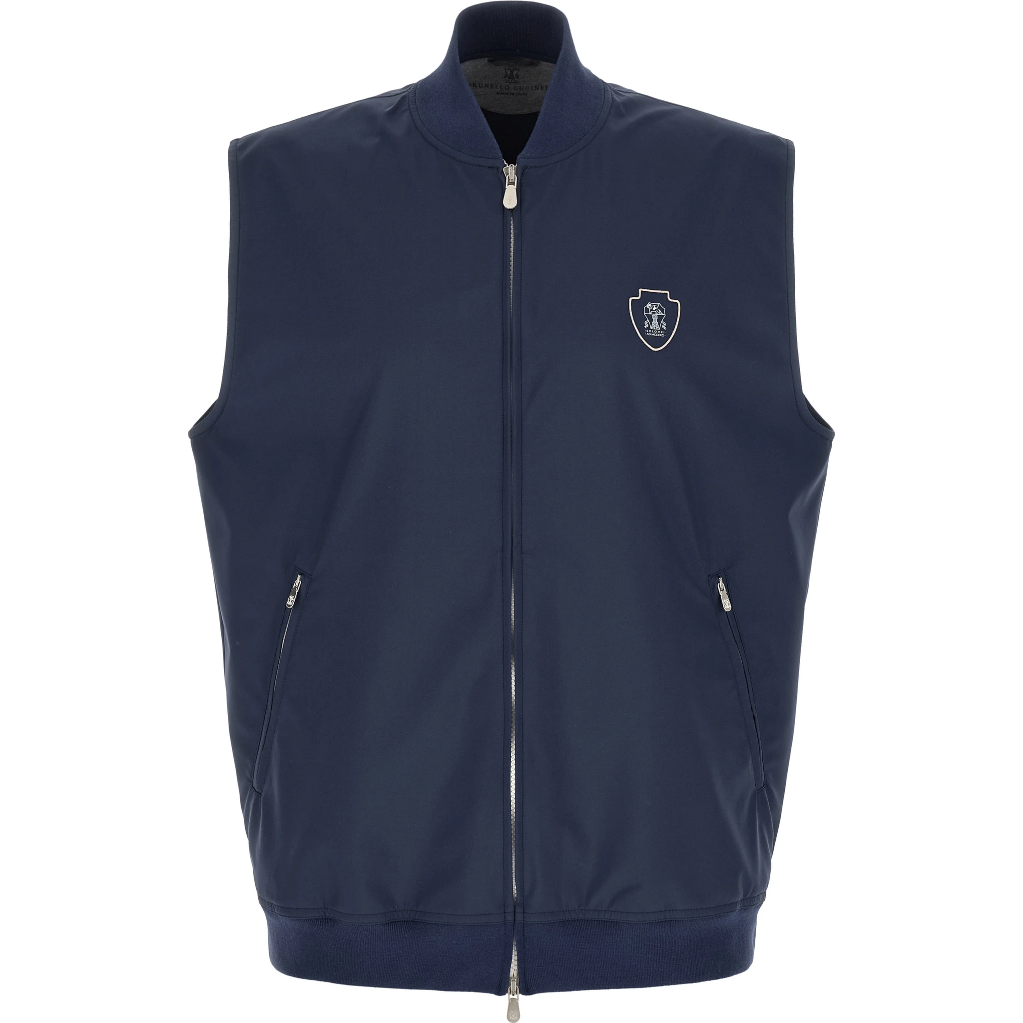 Blue Polyester Sleeveless Jacket