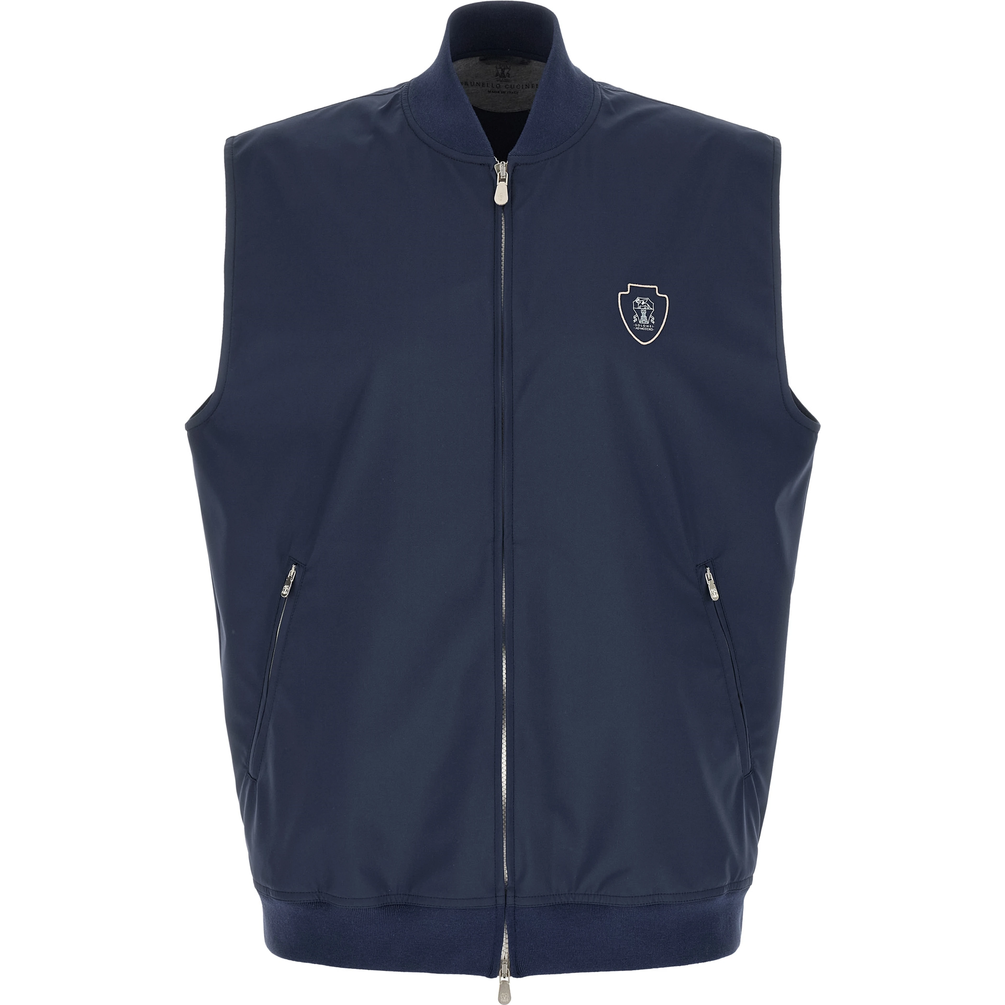 Blue Polyester Sleeveless Jacket