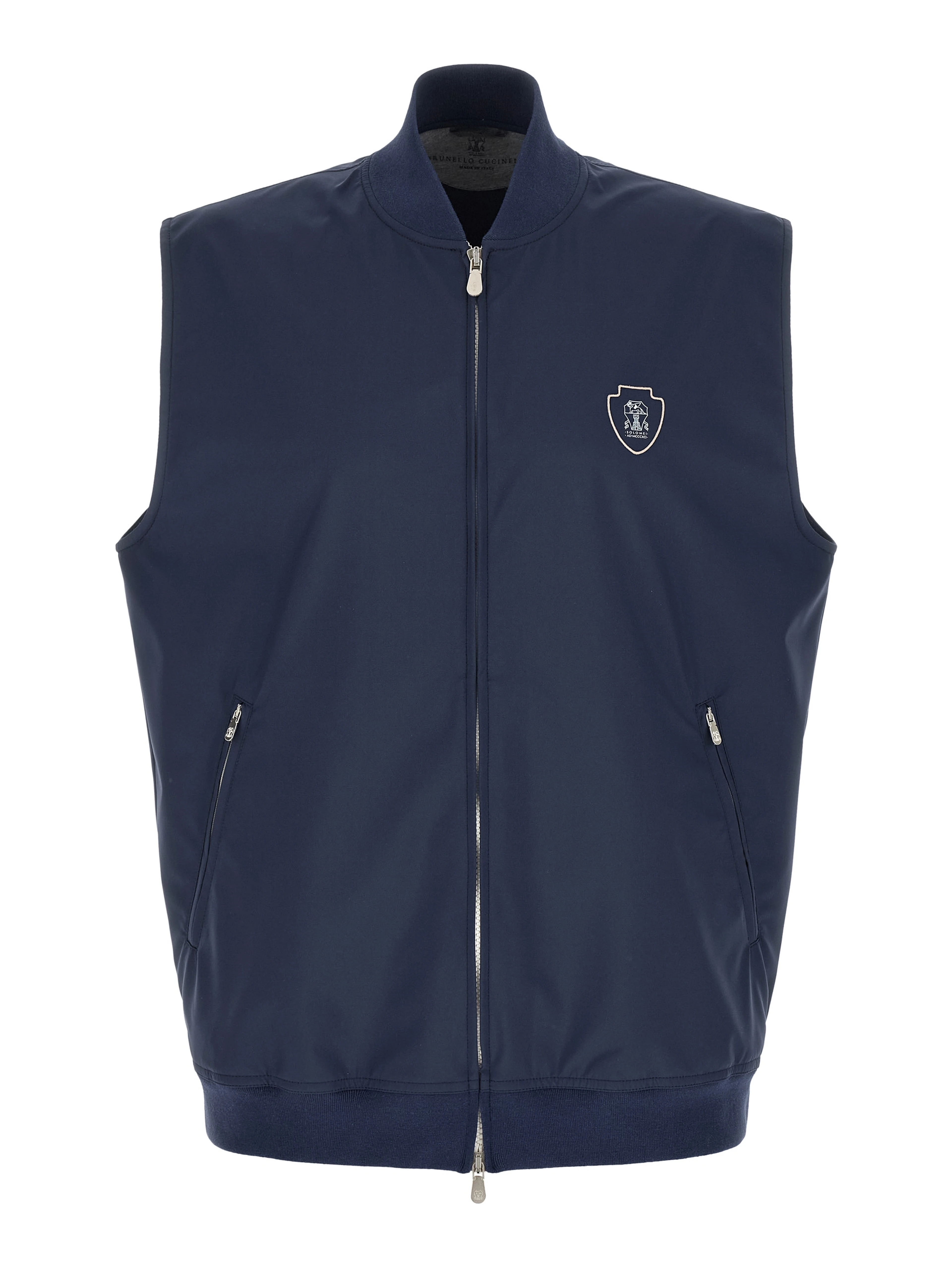 Blue Polyester Sleeveless Jacket