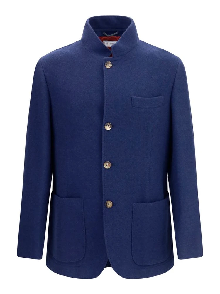 Blue Cashmere Full-Length Jacket