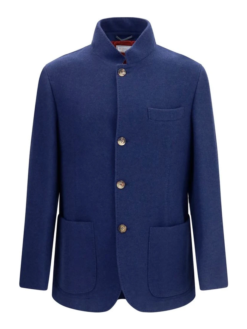 Blue Cashmere Full-Length Jacket