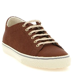 Brown Calfskin Low Top Sneakers