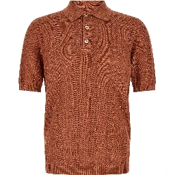 Orange Linen Polo Shirt