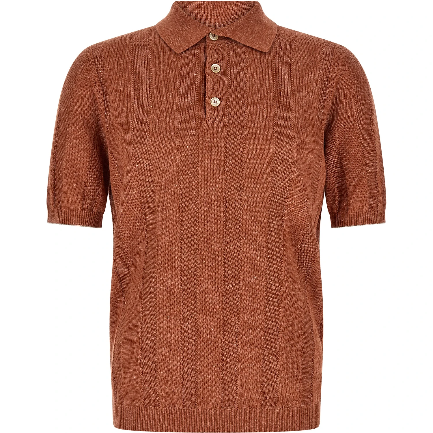 Orange Linen Polo Shirt