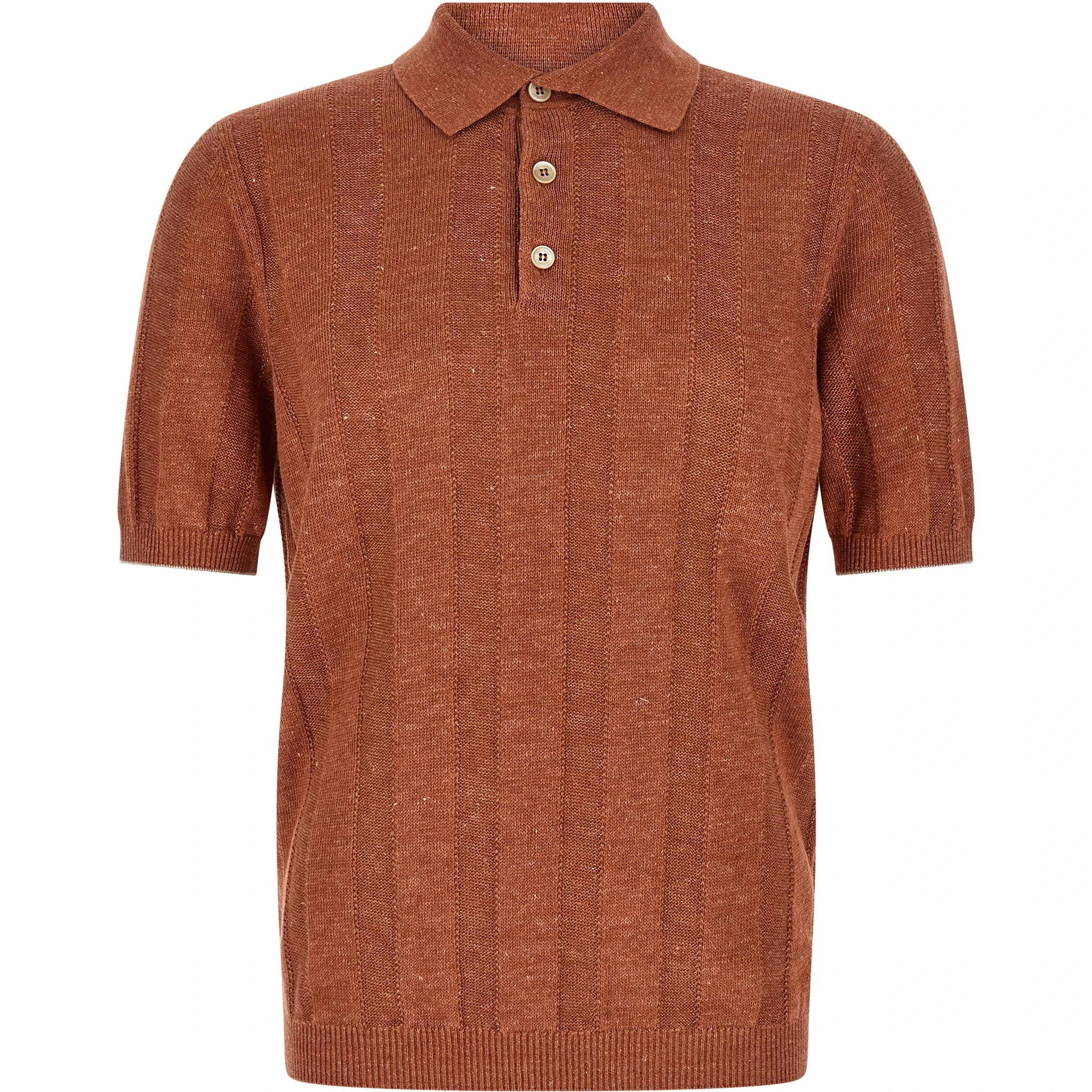 Orange Linen Polo Shirt