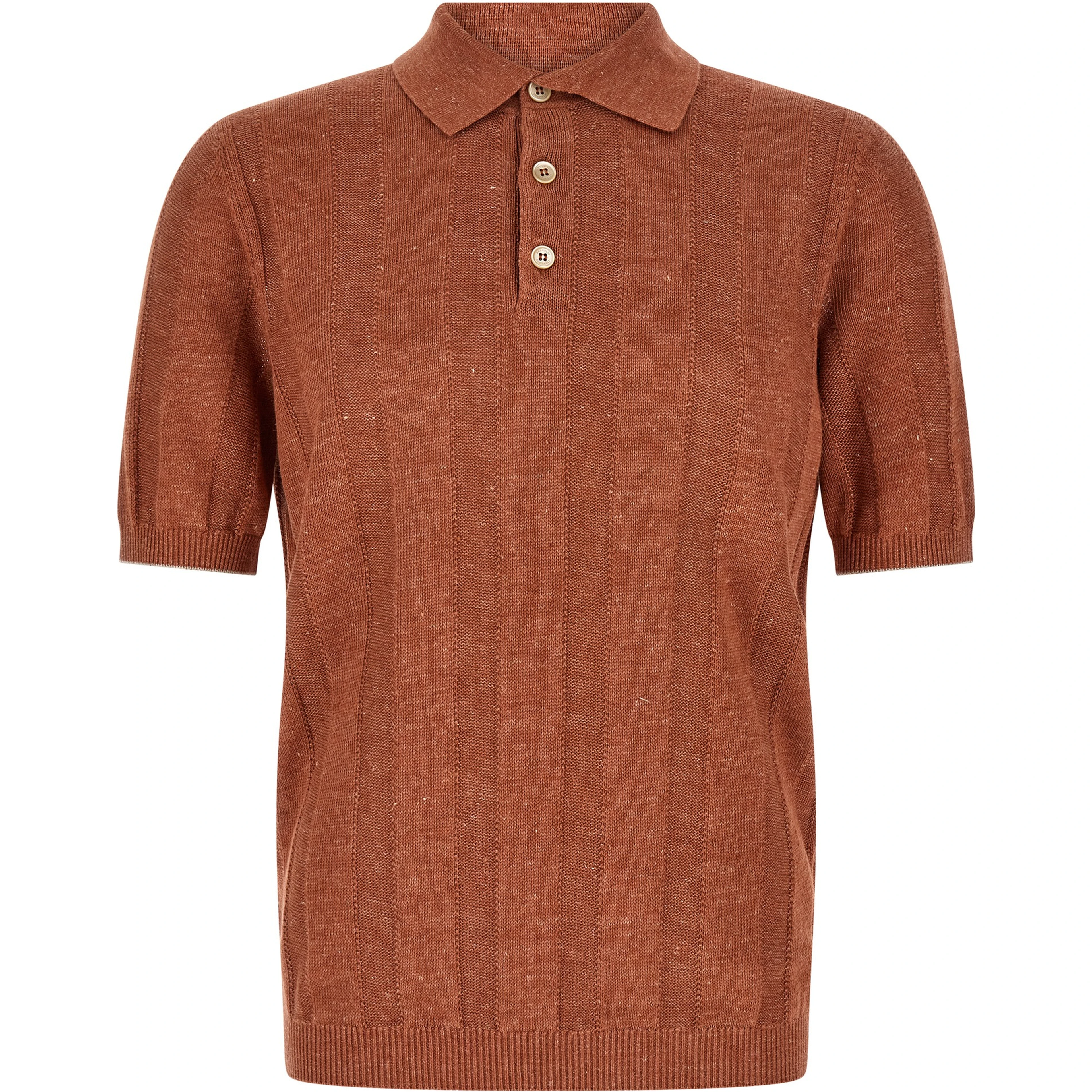 Orange Linen Polo Shirt