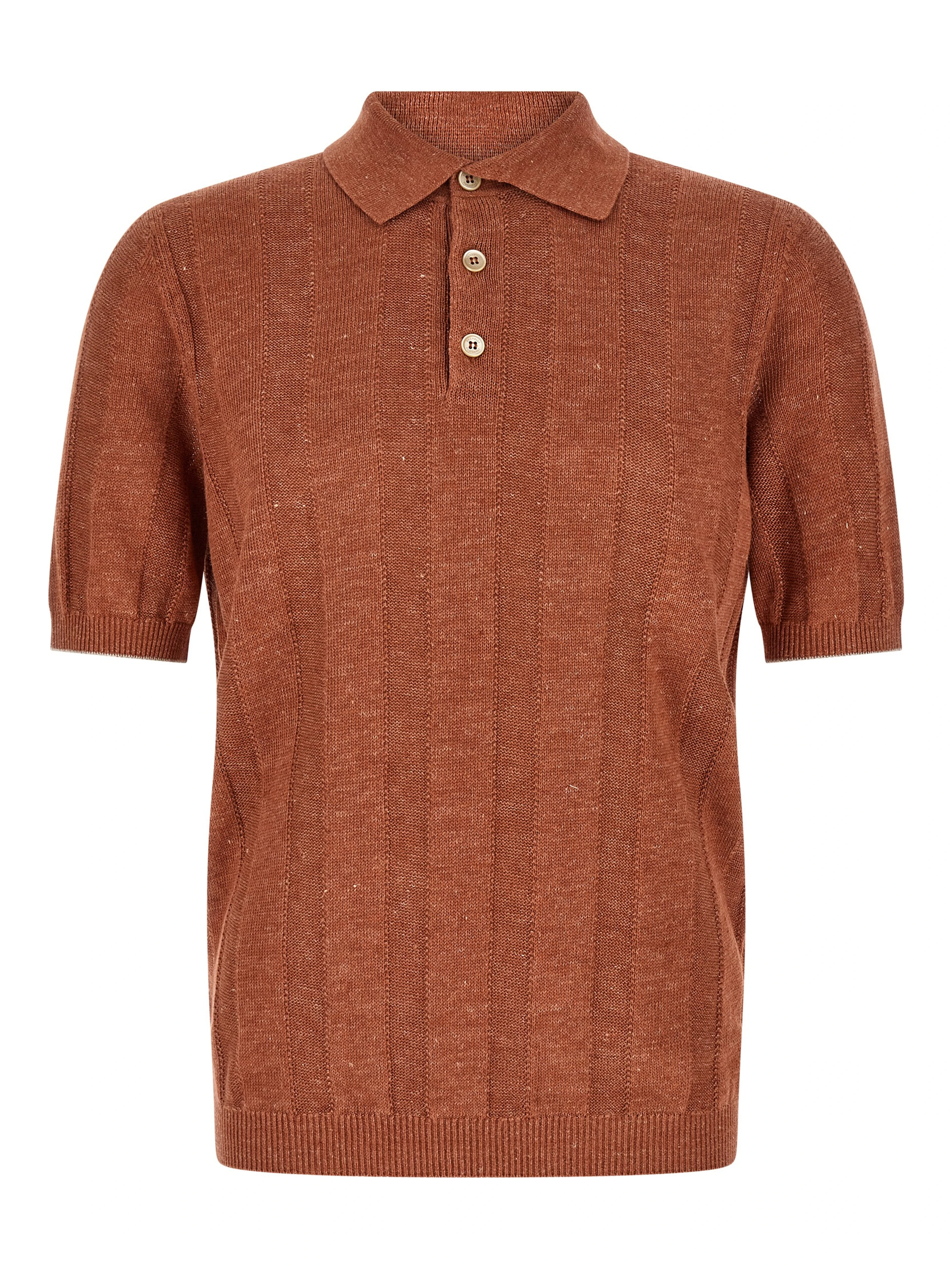 Orange Linen Polo Shirt