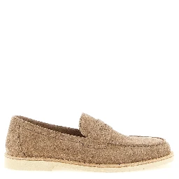 Beige Calfskin Slip-On Loafers