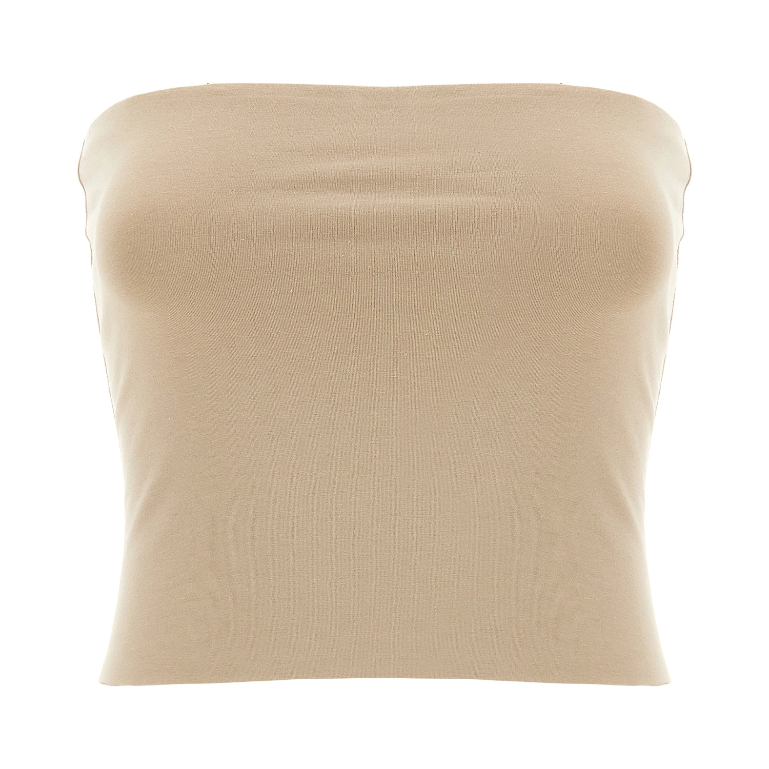 Beige Cotton Sleeveles T-Shirt