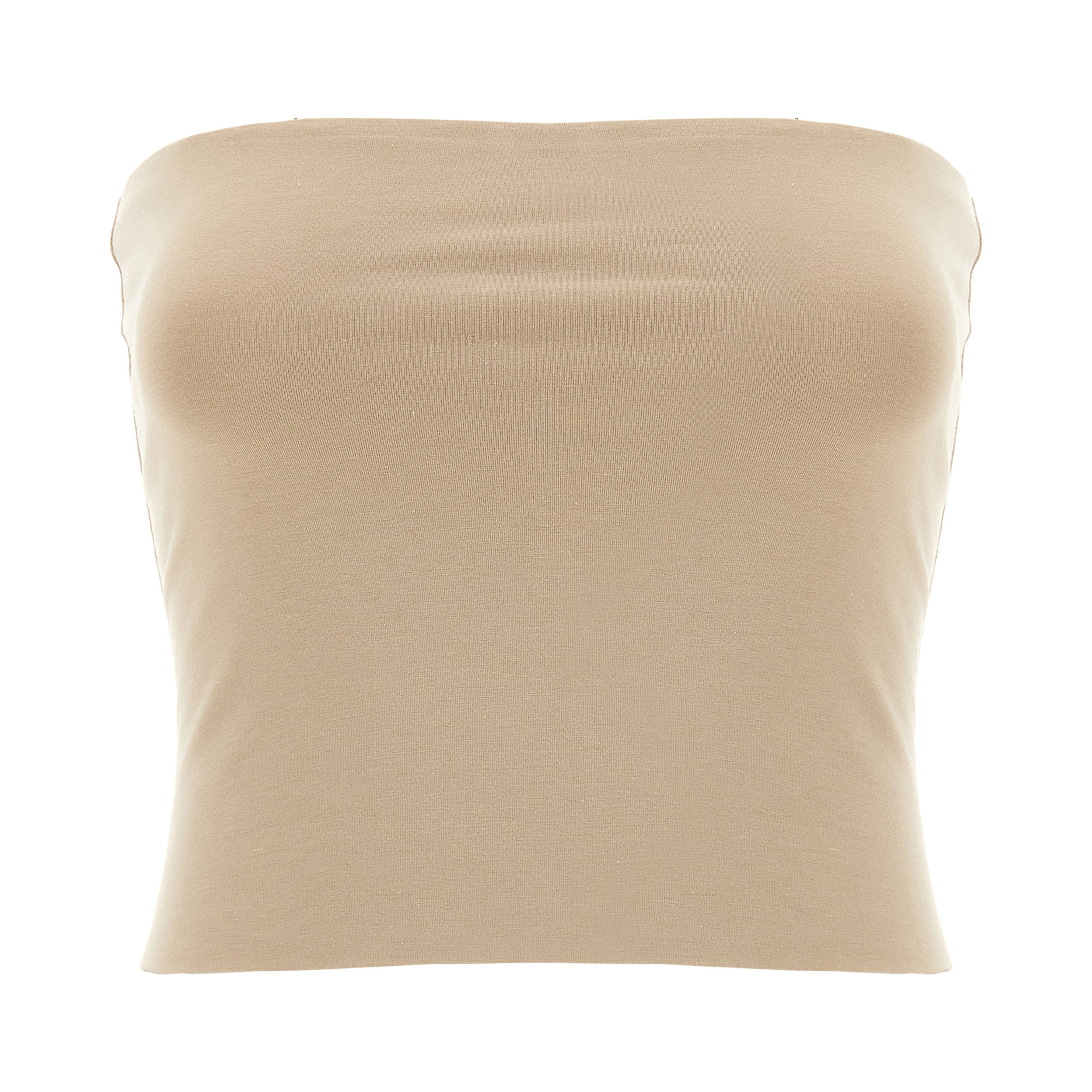 Beige Cotton Sleeveles T-Shirt
