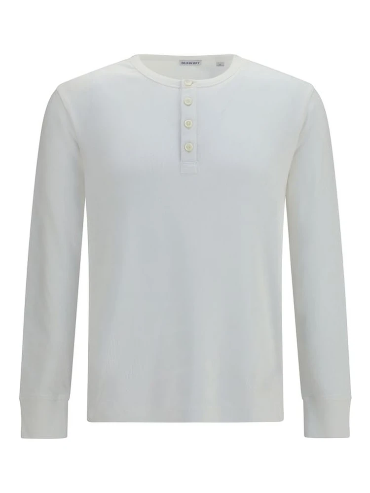 White Cotton Long Sleeve T-Shirt