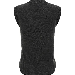 Black Cotton Sleeveles T-Shirt