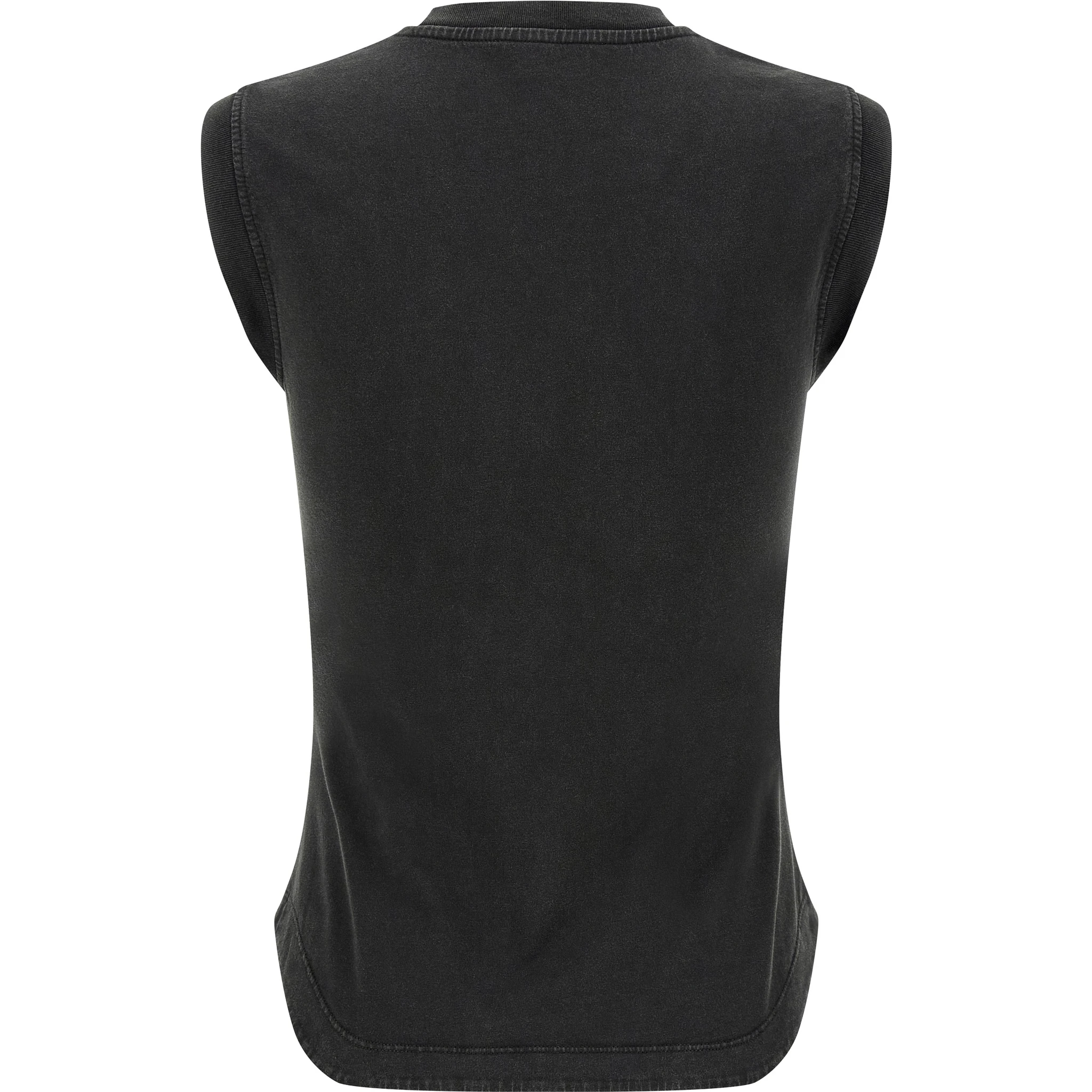 Black Cotton Sleeveles T-Shirt