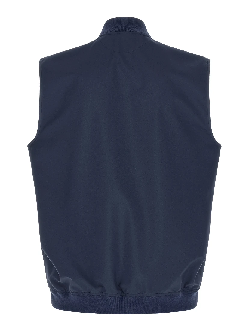 Blue Polyester Sleeveless Jacket