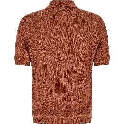 Orange Linen Polo Shirt