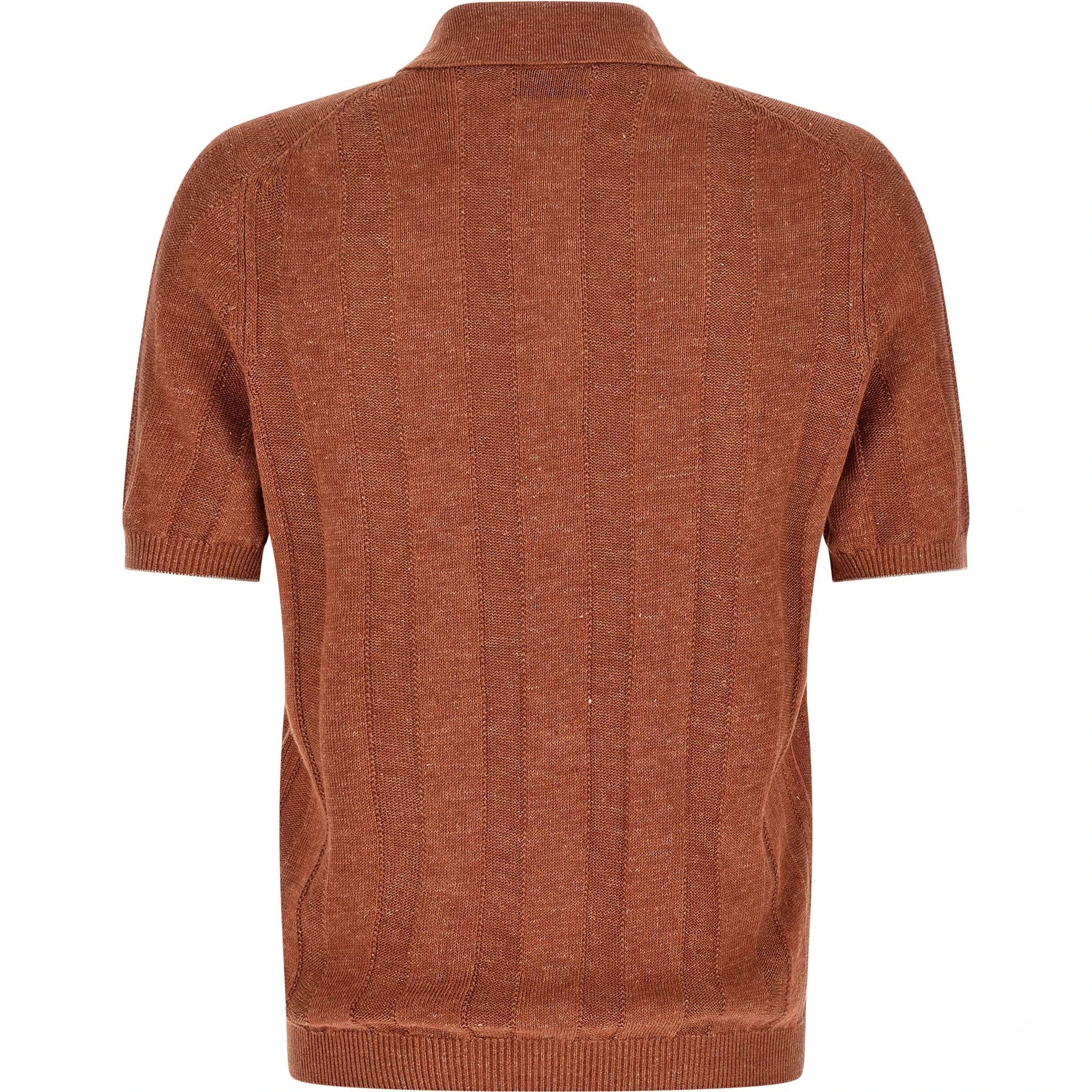 Orange Linen Polo Shirt