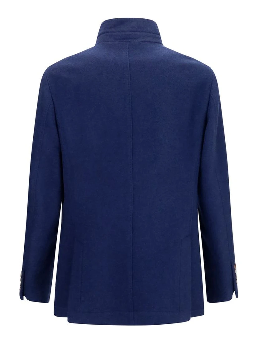 Blue Cashmere Full-Length Jacket