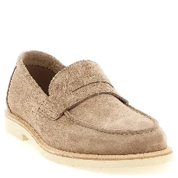 Beige Calfskin Slip-On Loafers