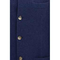 Blue Cashmere Full-Length Jacket