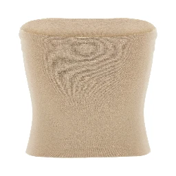 Beige Cotton Sleeveles T-Shirt