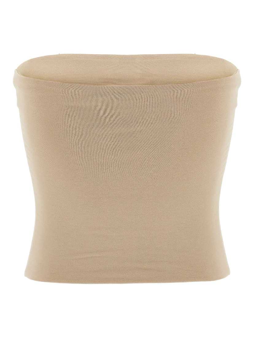Beige Cotton Sleeveles T-Shirt