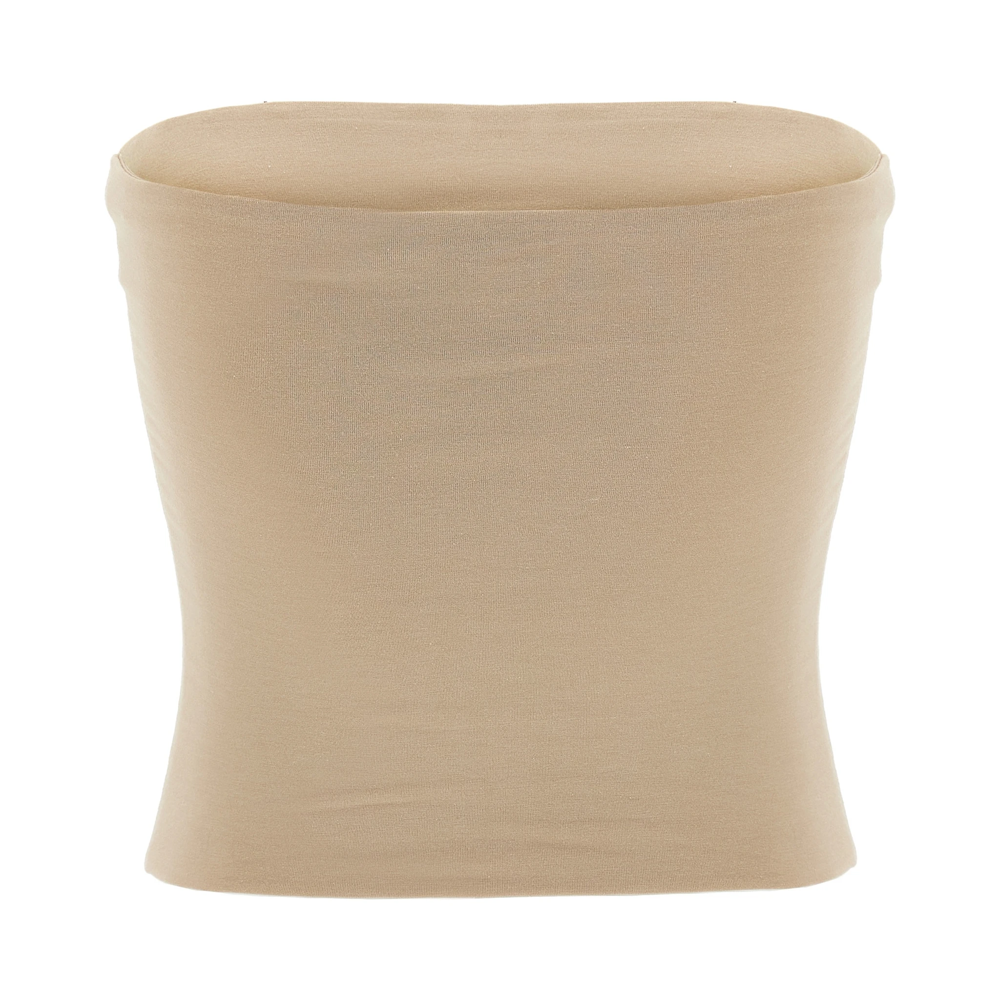 Beige Cotton Sleeveles T-Shirt