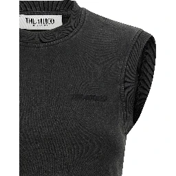 Black Cotton Sleeveles T-Shirt
